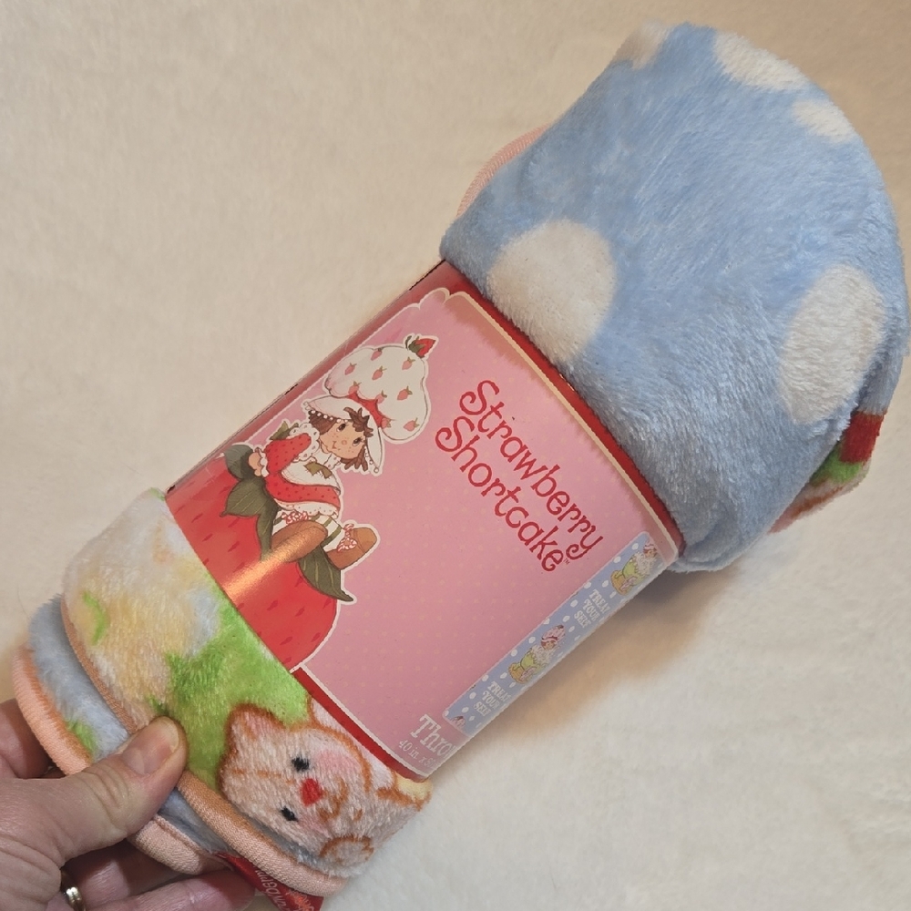 New Strawberry Shortcake Blue Pink White Travel Throw Blanket